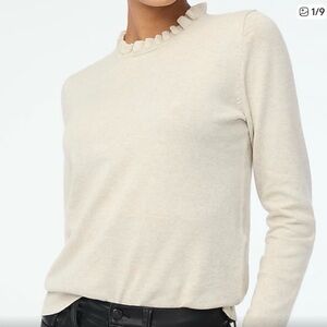 NWT J Crew XXL Ruffle Neck Sweater Cream Pullover